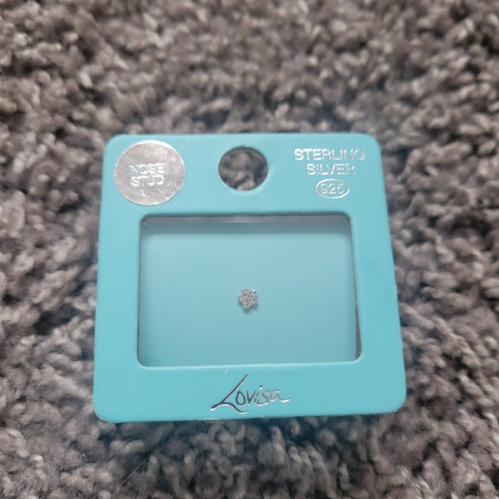 Sterling Silver Crystal Flower Nose Stud